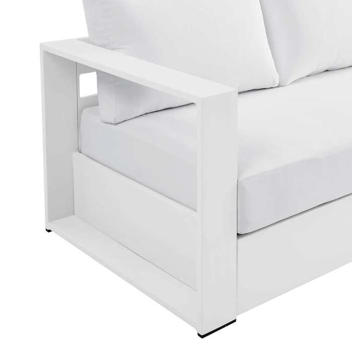 Tahoe Outdoor Patio Powder-Coated Aluminum Sofa in White White