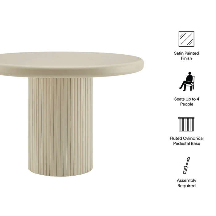 Belmonte 45 Inch Painted Wood Round Pedestal Dining Table in Putty