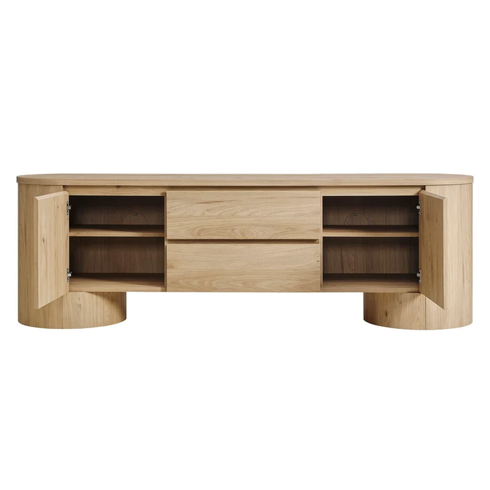 Duval 71 Inch Oval TV Cabinet in Light Oak