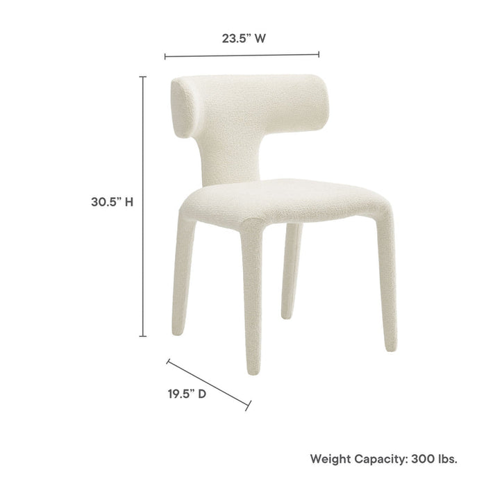 Stellan Curved Back Boucle Upholstered Dining Chair in Cream Set of Two