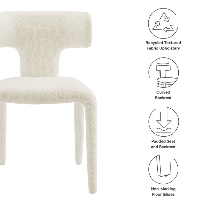 Stellan Curved Back Boucle Upholstered Dining Chair in Cream Set of Two