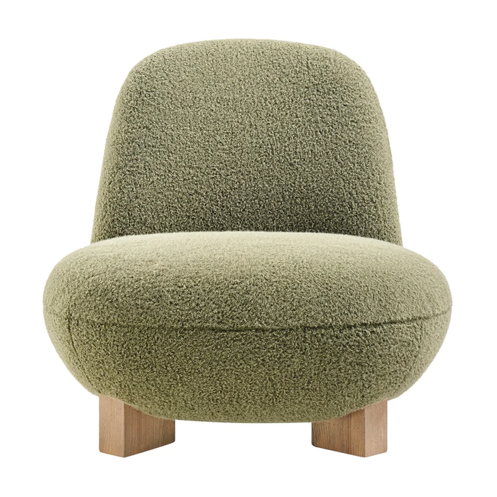 Norwood Faux Mohair Bean Shaped Accent Chair in Moss