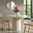 Belmonte 45 Inch Painted Wood Round Pedestal Dining Table in Putty