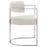 Huron Curved Back Fabric and Metal Dining Accent Chair in Silver Cream