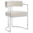 Huron Curved Back Fabric and Metal Dining Accent Chair in Silver Cream