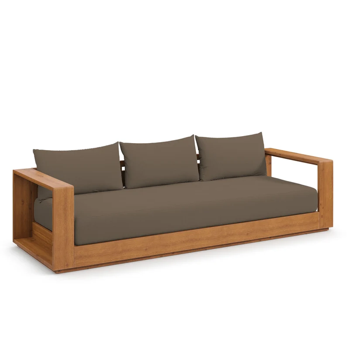 Tahoe Outdoor Patio Acacia Wood Sofa in Natural Cocoa