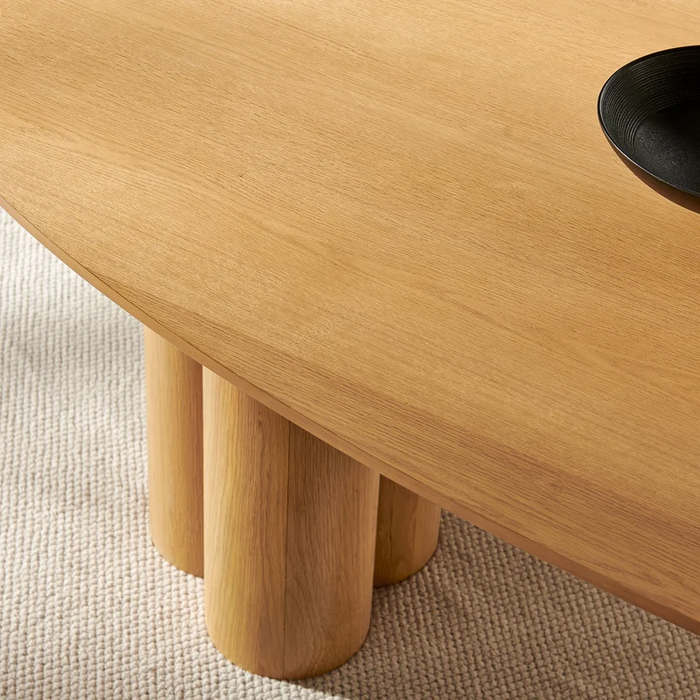 Renwick 79 Inch Oak Veneer Oval Pedestal Dining Table in Oak