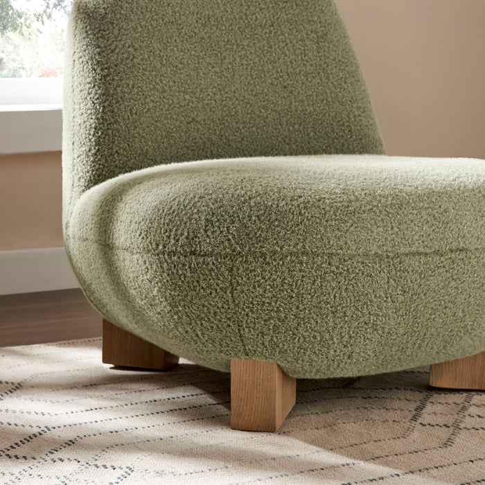 Norwood Faux Mohair Bean Shaped Accent Chair in Moss