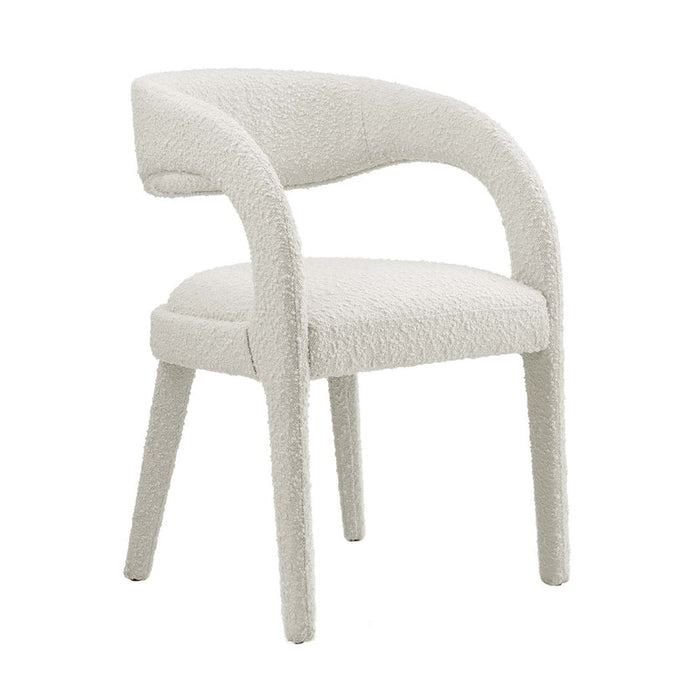 Pinnacle Boucle Upholstered Dining Chair Set of 2 in Ivory
