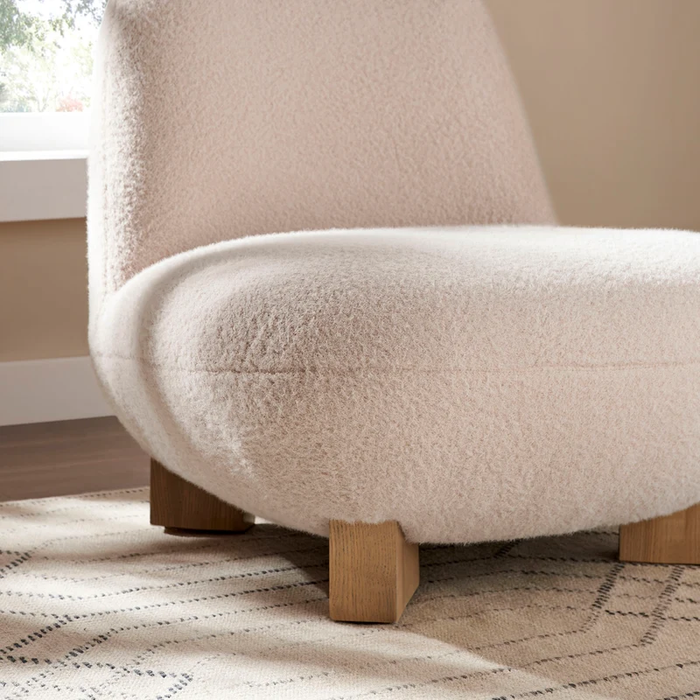 Norwood Faux Mohair Bean Shaped Accent Chair in Petal