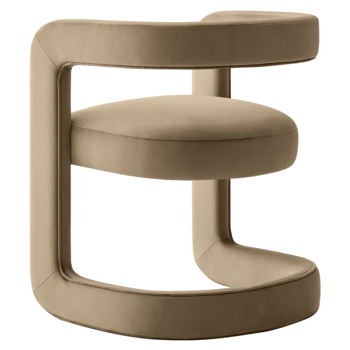 Winslow Barrel Performance Velvet Dining Chair in Taupe