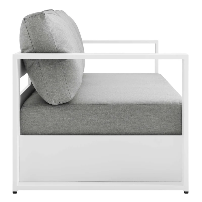 Tahoe Outdoor Patio Powder-Coated Aluminum Sofa in White Gray