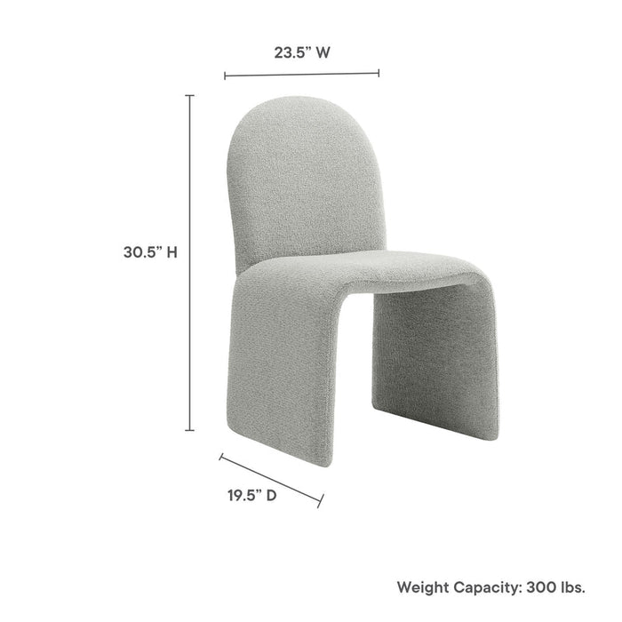 Junia Boucle Upholstered Arch Armless Dining Chair in Dove Gray