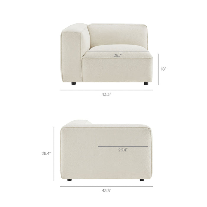 Auren 4 Piece Lattice Bouclé Upholstered Modular Sofa with Ottoman in Cream