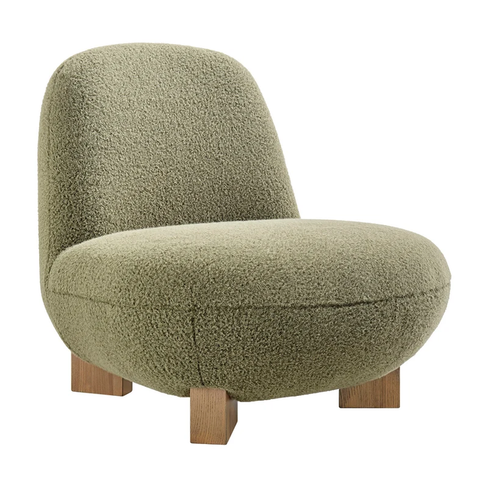 Norwood Faux Mohair Bean Shaped Accent Chair in Moss