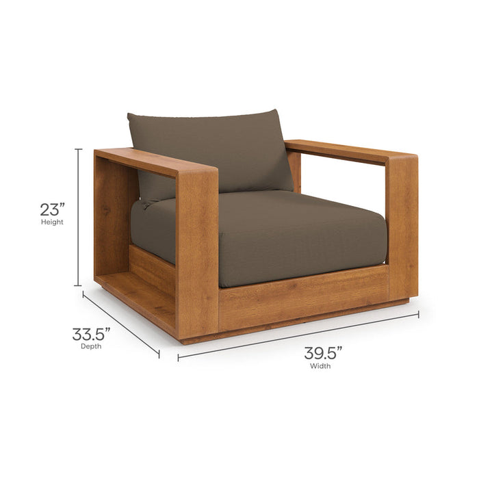 Tahoe Outdoor Patio Acacia Wood Chair in Natural Cocoa