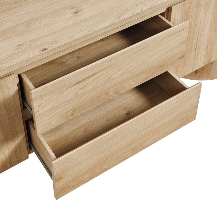 Duval 71 Inch Oval TV Cabinet in Light Oak
