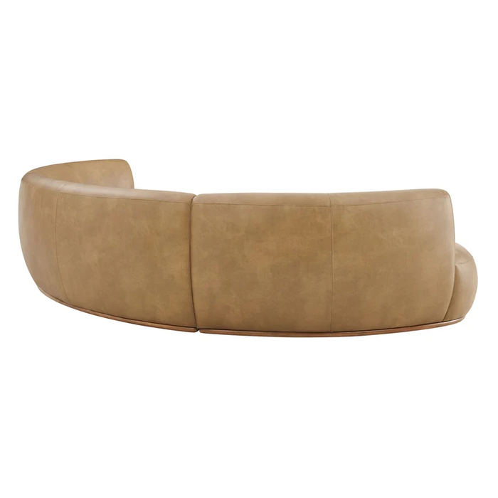 Rialta 3 Piece Curved Vegan Leather Sectional Sofa in Toast
