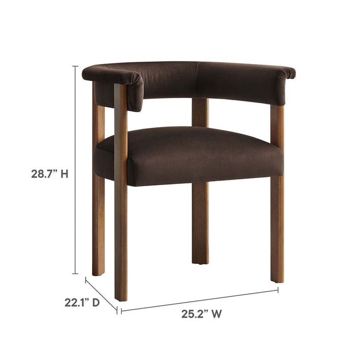 Imogen Performance Velvet Barrel Dining Chairs Set of 2 in Chocolate Brown Deep Brown
