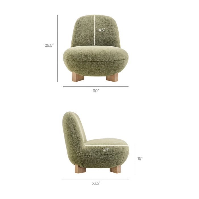 Norwood Faux Mohair Bean Shaped Accent Chair in Moss