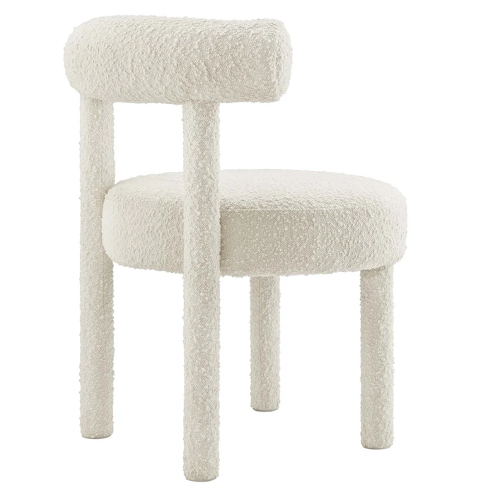 Toulouse Boucle Fabric Dining Chair Set of 2 in Ivory