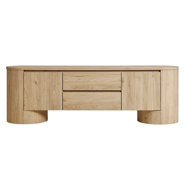 Duval 71 Inch Oval TV Cabinet in Light Oak