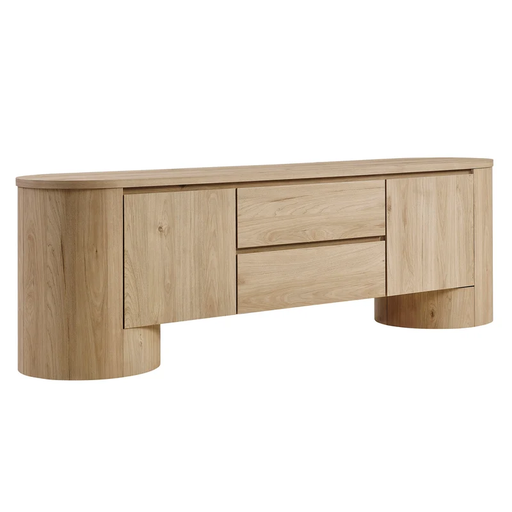 Duval 71 Inch Oval TV Cabinet in Light Oak