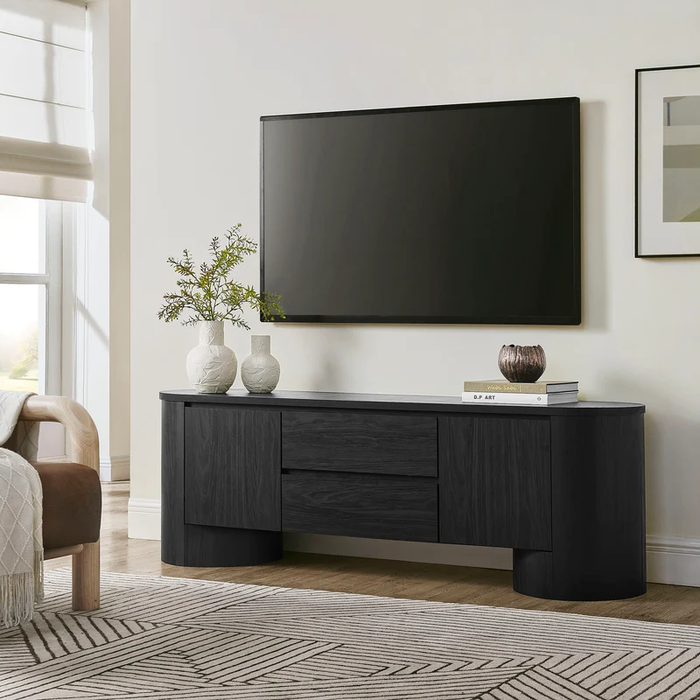 Duval 71 Inch Oval TV Cabinet in Black