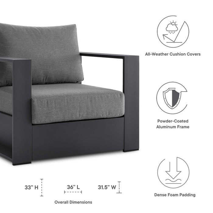 Tahoe Outdoor Patio Powder-Coated Aluminum Armchair in Gray Charcoal
