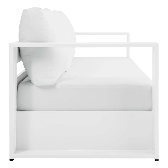 Tahoe Outdoor Patio Powder-Coated Aluminum Sofa in White White