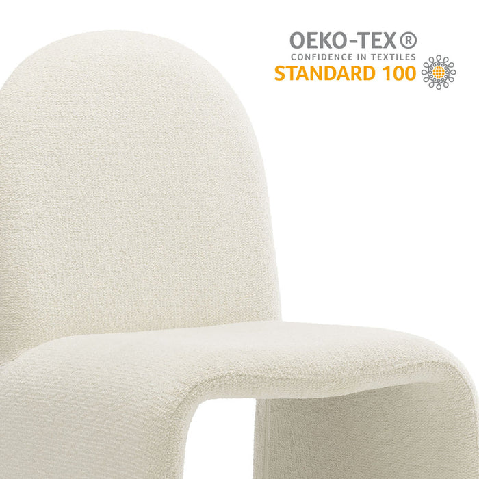 Junia Boucle Upholstered Arch Armless Dining Chair in Cream