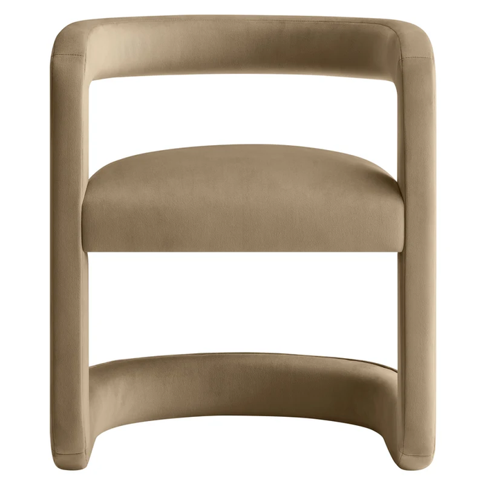 Winslow Barrel Performance Velvet Dining Chair in Taupe