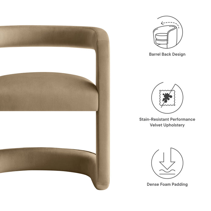 Winslow Barrel Performance Velvet Dining Chair in Taupe