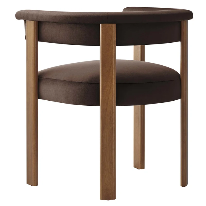 Imogen Performance Velvet Barrel Dining Chairs Set of 2 in Chocolate Brown Deep Brown