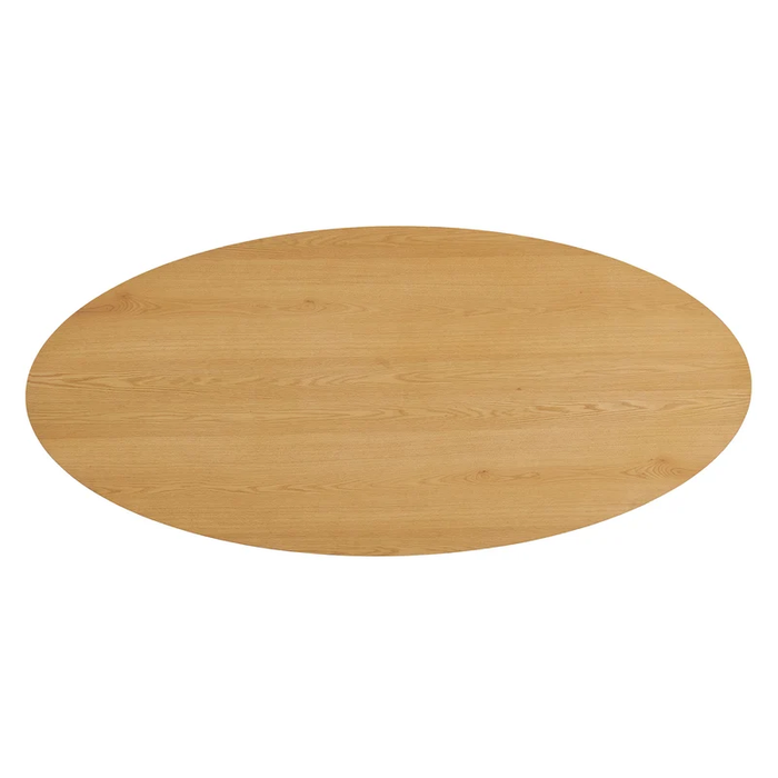 Renwick 79 Inch Oak Veneer Oval Pedestal Dining Table in Oak