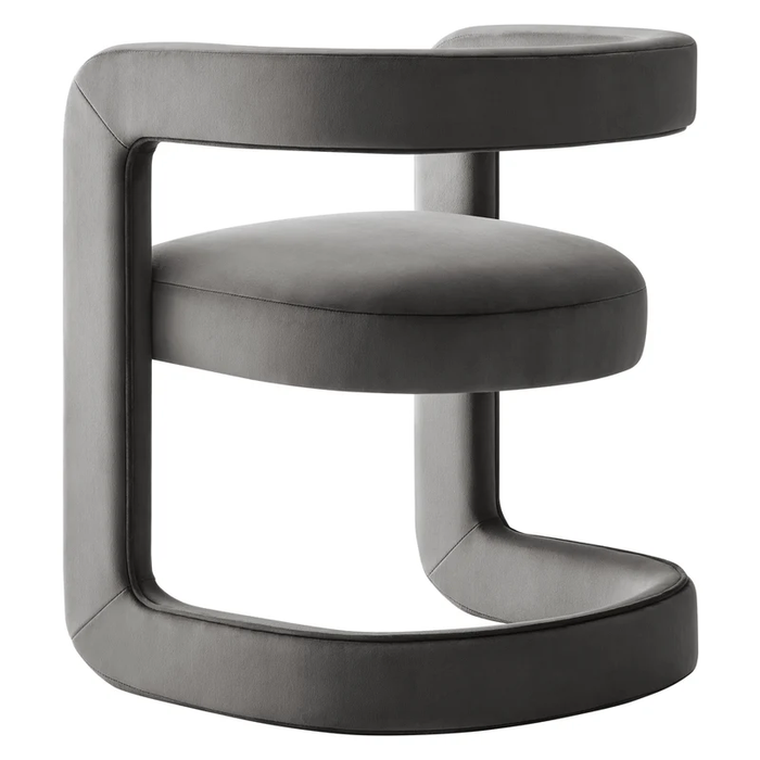 Winslow Barrel Performance Velvet Dining Chair in Storm Gray