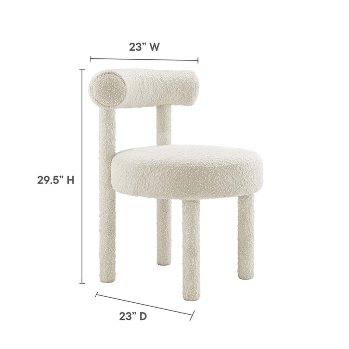 Toulouse Boucle Fabric Dining Chair Set of 2 in Ivory