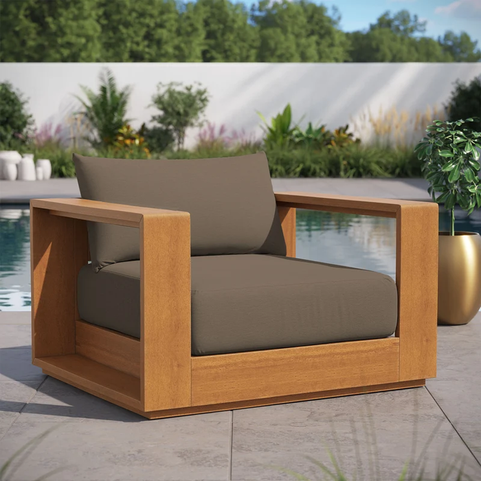 Tahoe Outdoor Patio Acacia Wood Chair in Natural Cocoa