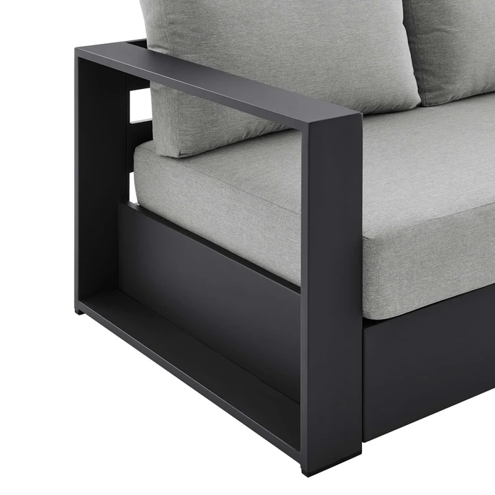 Tahoe Outdoor Patio Powder-Coated Aluminum Sofa in Gray Gray