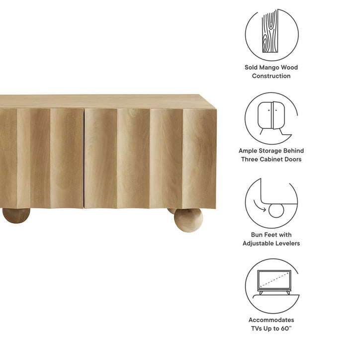 Sorren Scalloped 54" Wood TV Stand in Natural