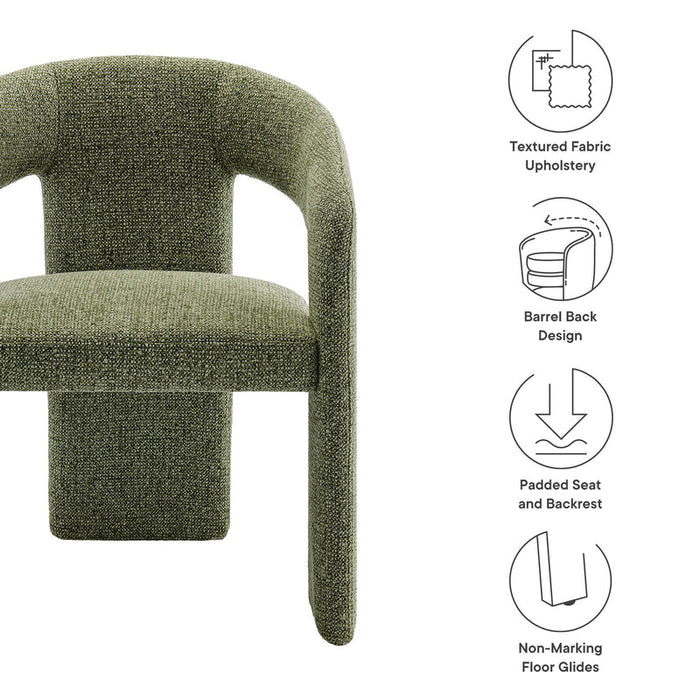 Oslo Barrel Fabric Upholstered Dining Accent Chair in Leaf