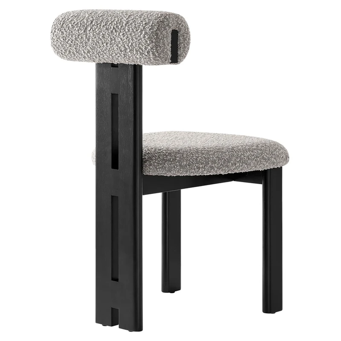 Torian Boucle Fabric Dining Chair Set of 2 in Wenge Taupe