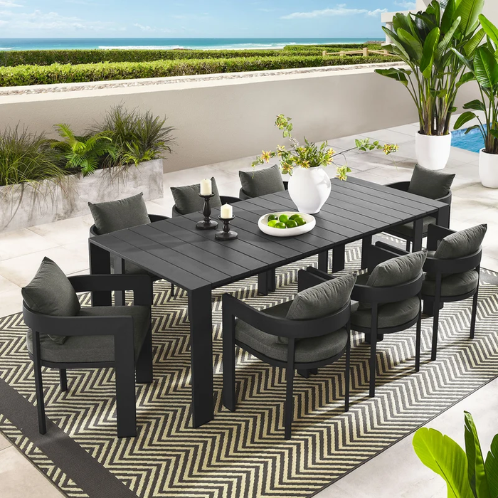 Tahoe 9-Piece Outdoor Patio Aluminum Dining Set in Gray Charcoal
