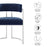 Huron Curved Back Fabric and Metal Dining Accent Chair in Silver Navy