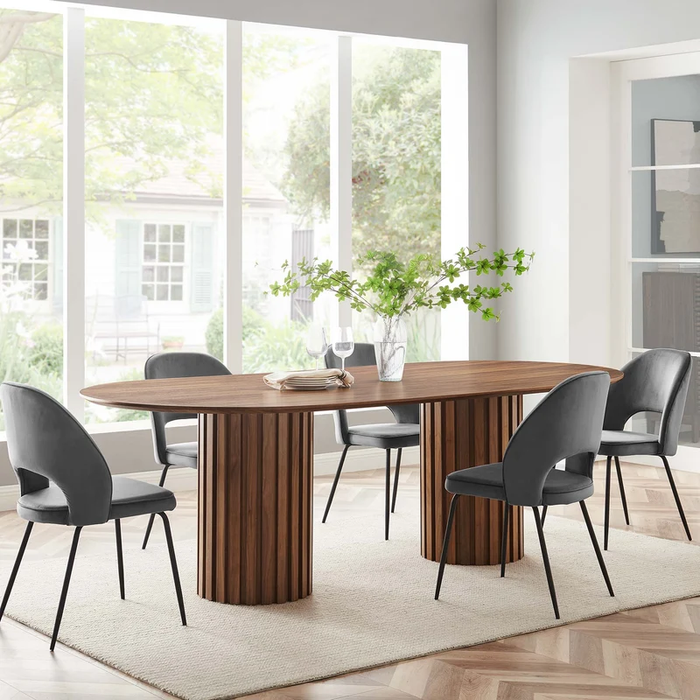Senja 95" Oval Dining Table in Walnut