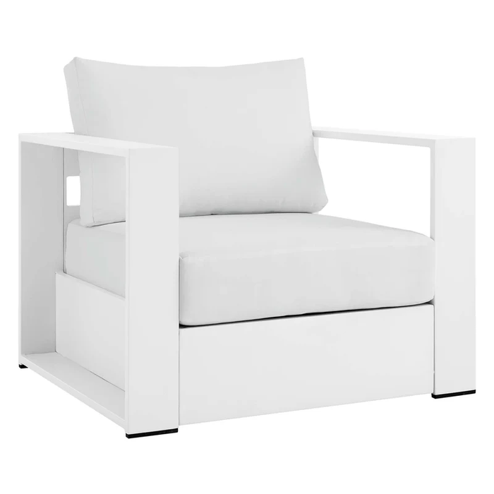 Tahoe Outdoor Patio Powder-Coated Aluminum Armchair in White White