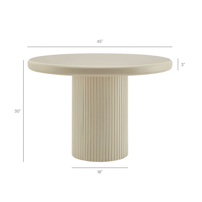 Belmonte 45 Inch Painted Wood Round Pedestal Dining Table in Putty