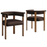Imogen Performance Velvet Barrel Dining Chairs Set of 2 in Chocolate Brown Deep Brown