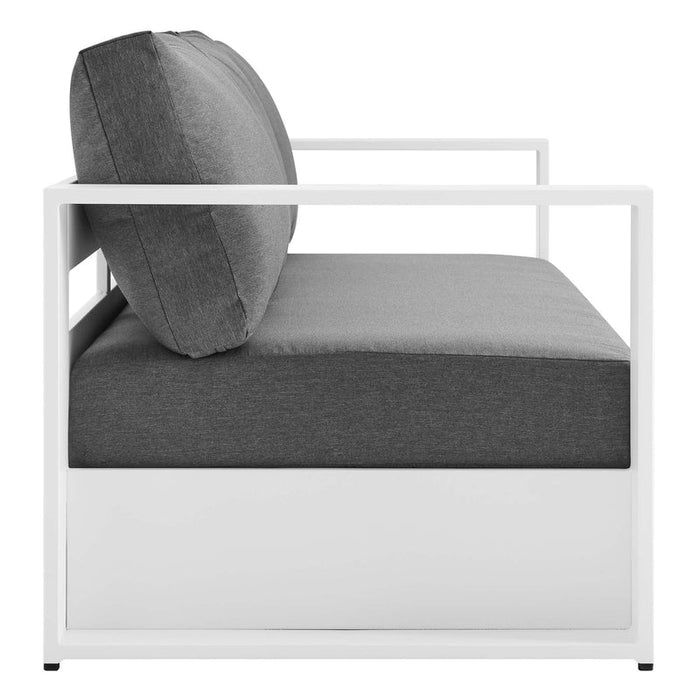 Tahoe Outdoor Patio Powder-Coated Aluminum Sofa in White Charcoal