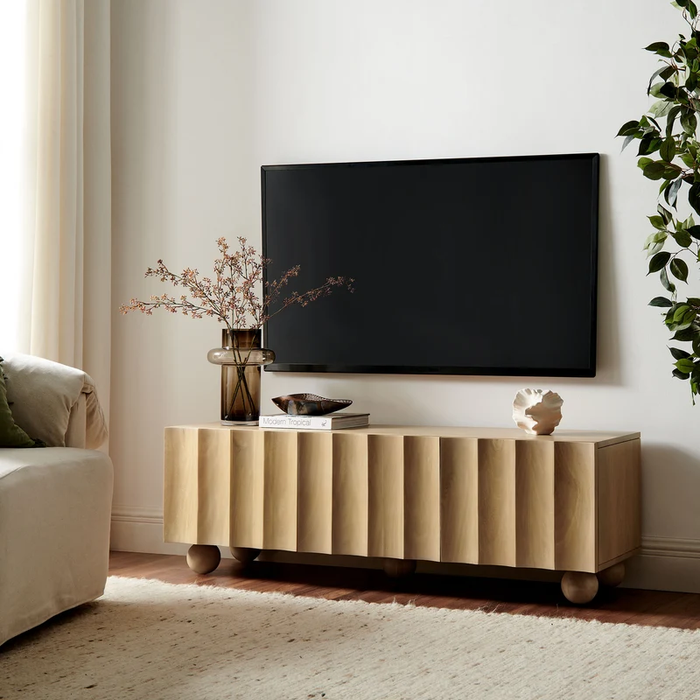 Sorren Scalloped 54" Wood TV Stand in Natural
